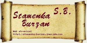 Stamenka Burzan vizit kartica